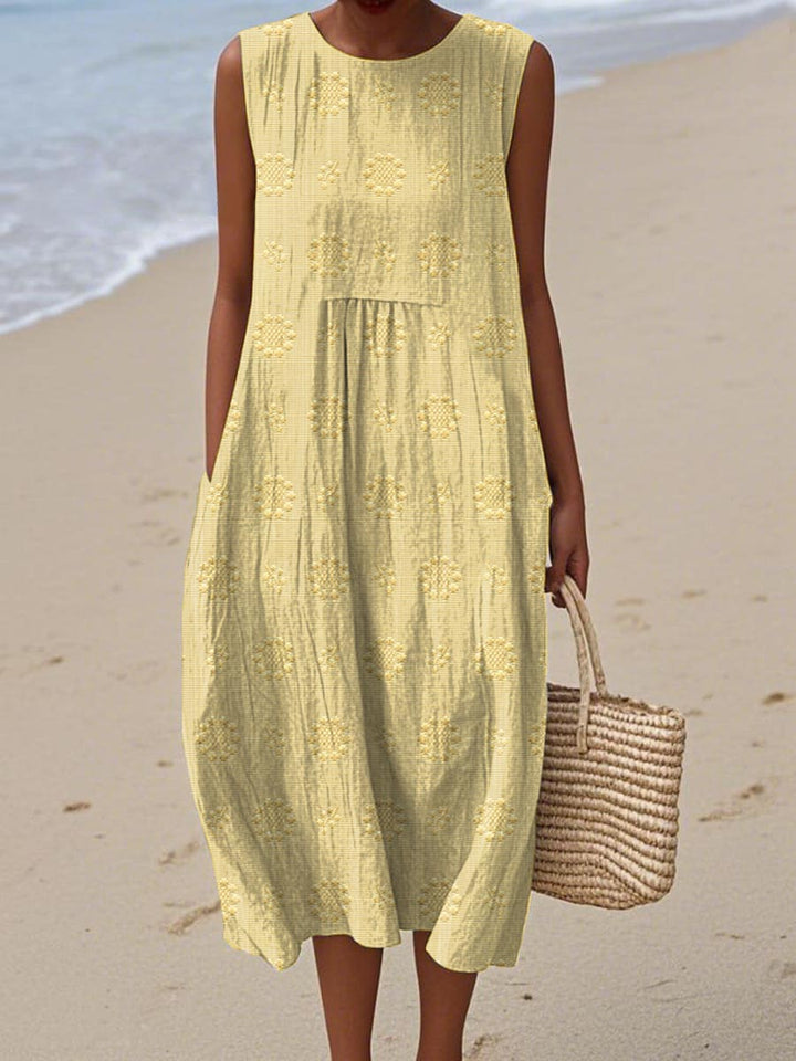 Martha - Elegant Sleeveless Cotton Dress With Pockets