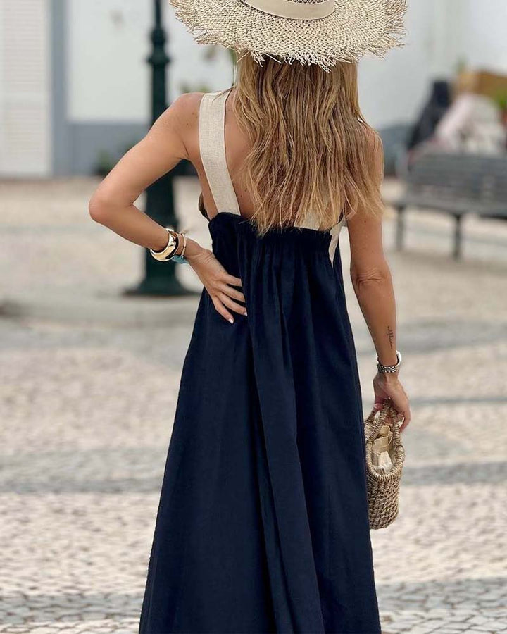 SIENNA | Elegant Dress with Backless Design and Trendy Crossed Collar