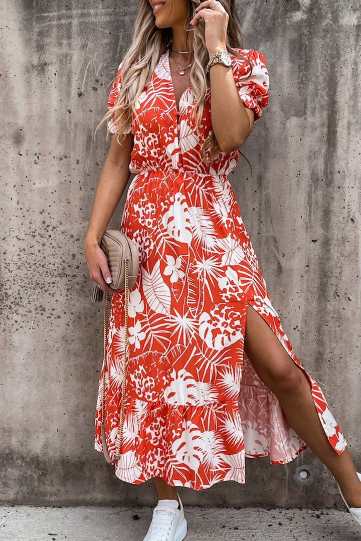 Georgia - Long Floral Dress with V-Neck