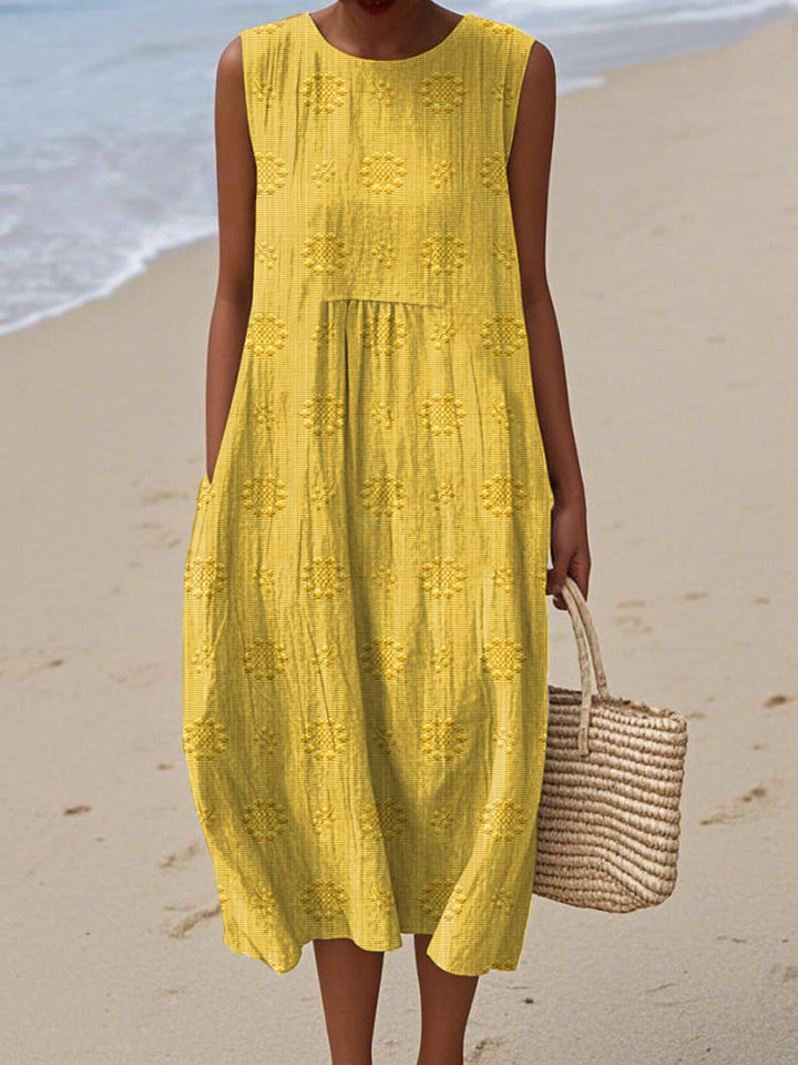 Martha - Elegant Sleeveless Cotton Dress With Pockets