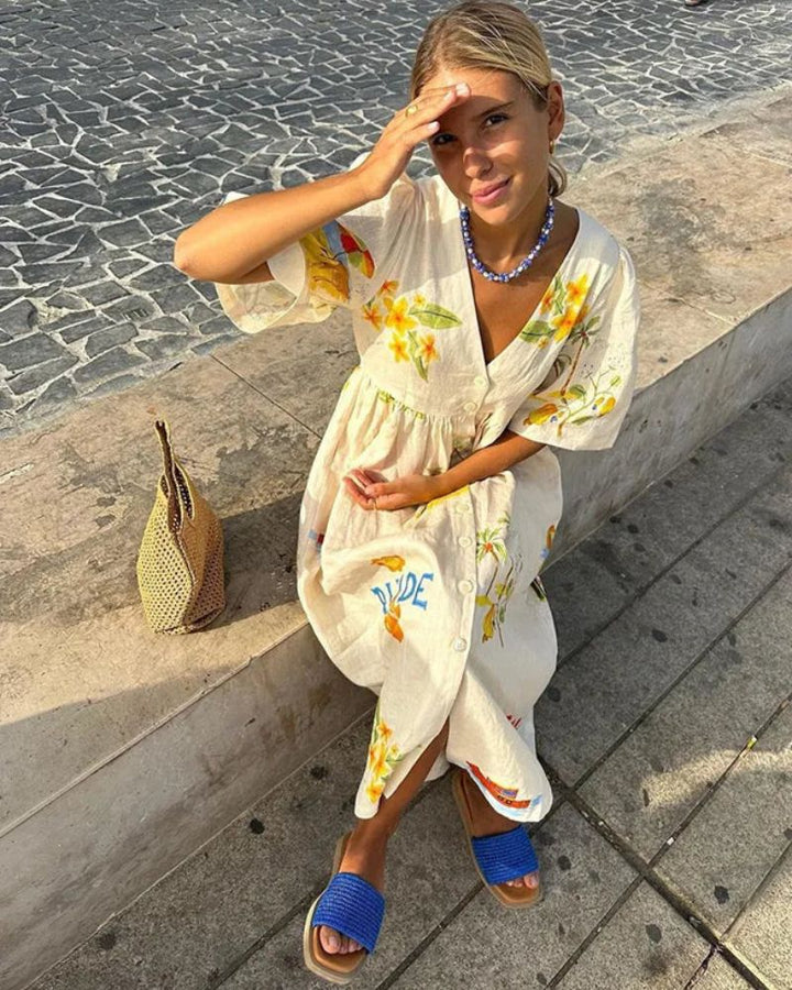 SOLÈNE | Printed Linen Dress