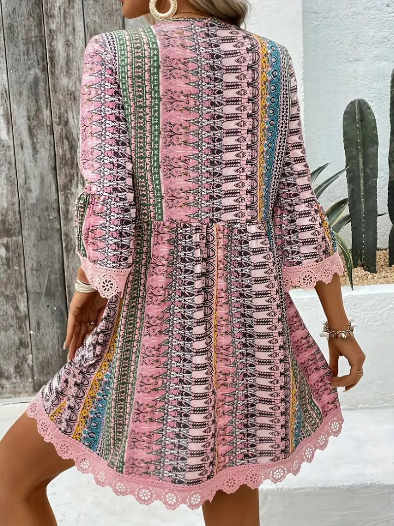Lily™ - Elegant Lace Trim Dress