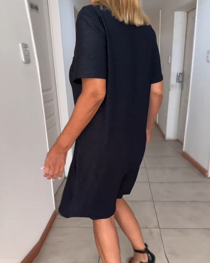 Elle | Dress with Short Sleeves and V-Neck
