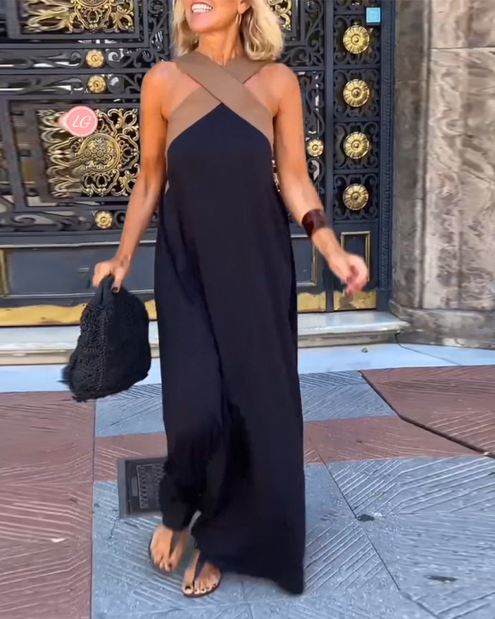 SIENNA | Elegant Dress with Backless Design and Trendy Crossed Collar