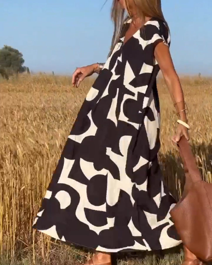 SITA - PRINTED DRESS WITH V-NECK