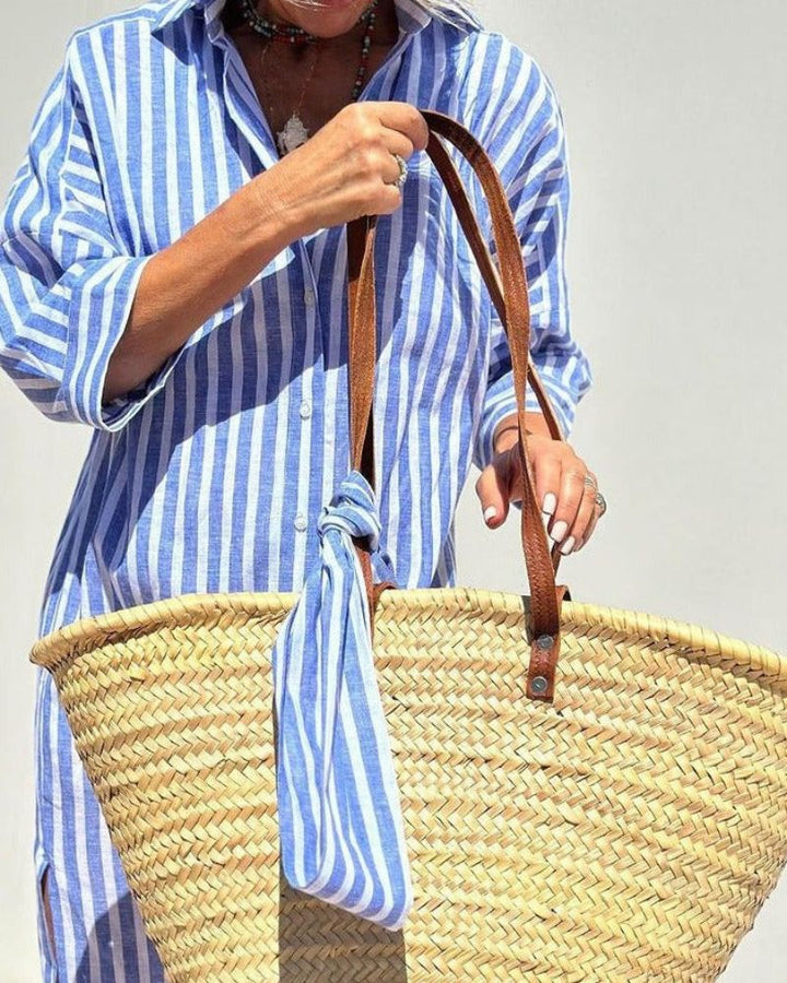 Clémence | Classic Striped Shirt Dress with Belt
