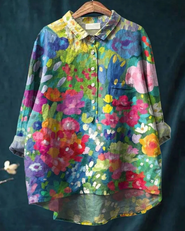 Cherylynn | Floral Cotton-Linen Shirt