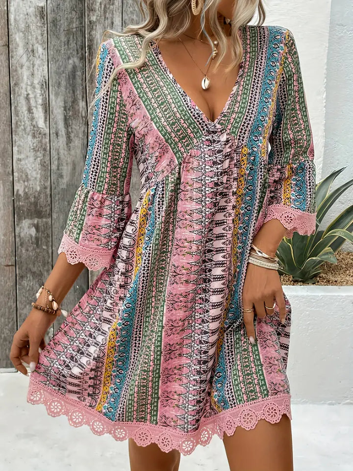 Lily™ - Elegant Lace Trim Dress