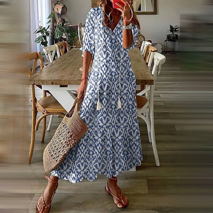 Capucine | Elegant Retro Pattern Boho Maxi Dress
