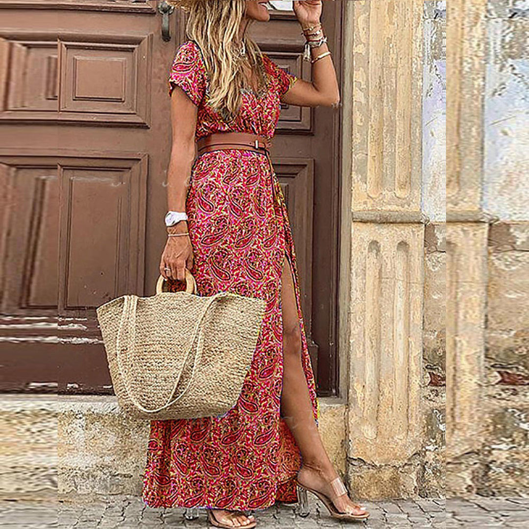 Laura | Maxi Ibiza Dress in Hippie Style + FREE Belt