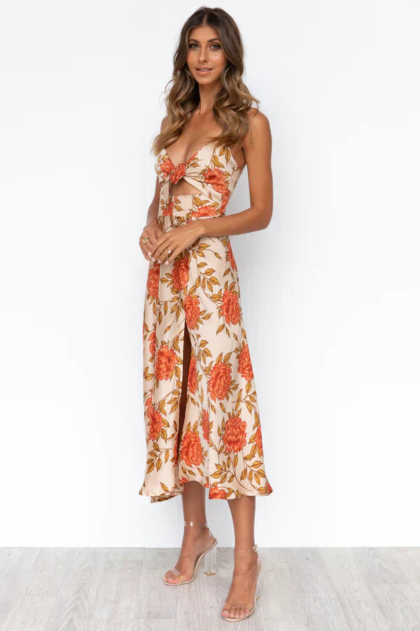 Flora | Romantic Midi Dress with Floral Print