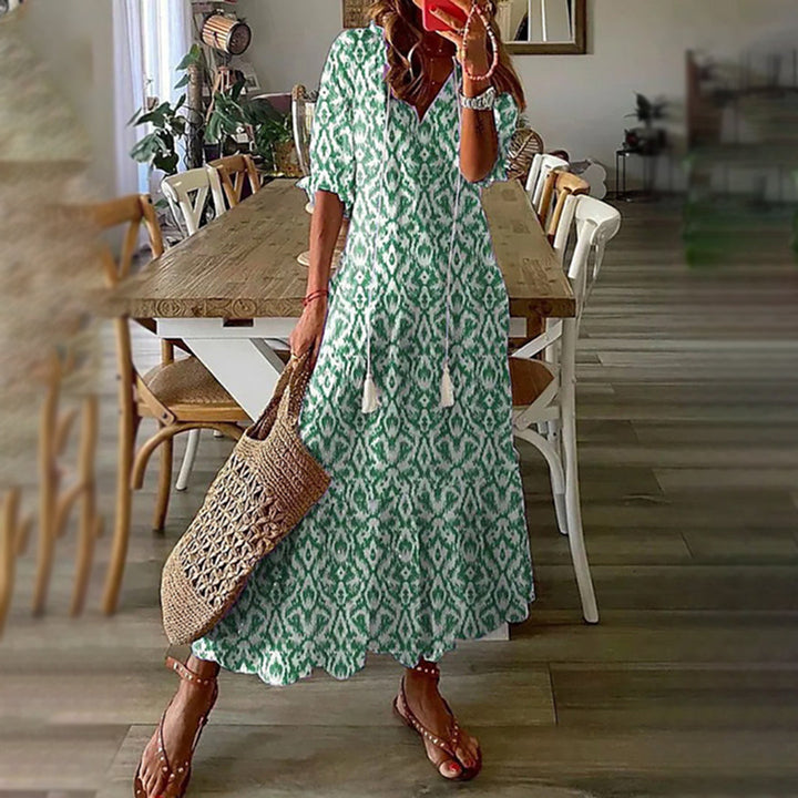 Capucine | Elegant Retro Pattern Boho Maxi Dress
