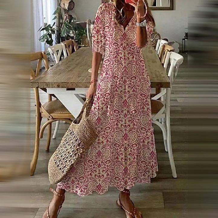 Capucine | Elegant Retro Pattern Boho Maxi Dress