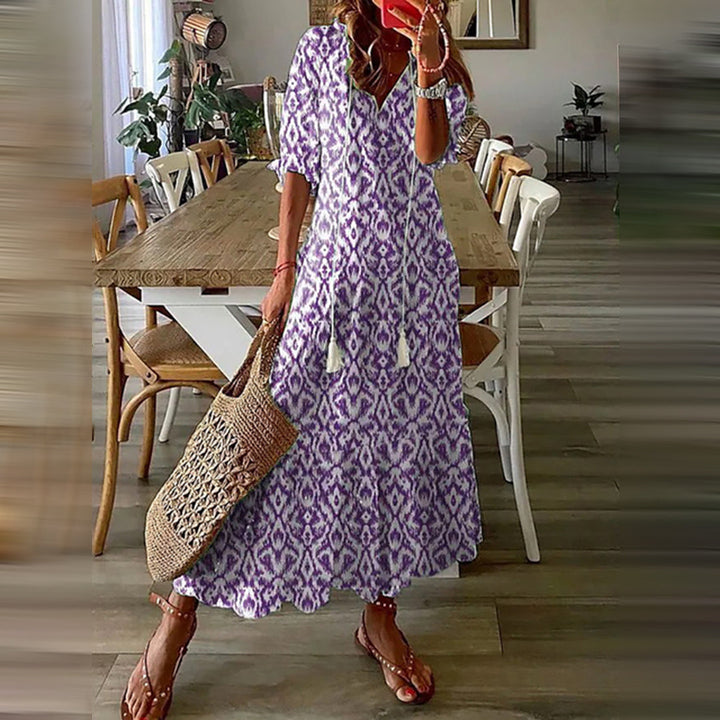 Capucine | Elegant Retro Pattern Boho Maxi Dress