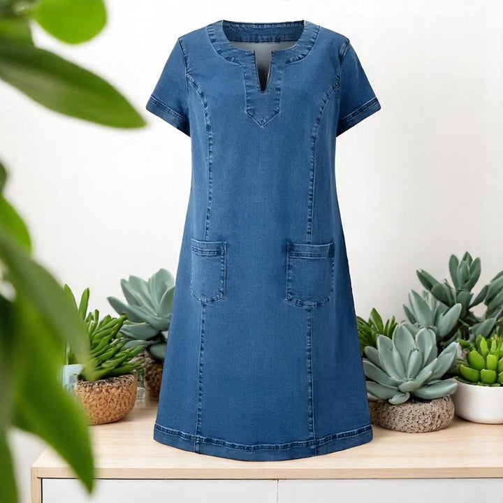 Ivory - Casual Denim-Style Dress