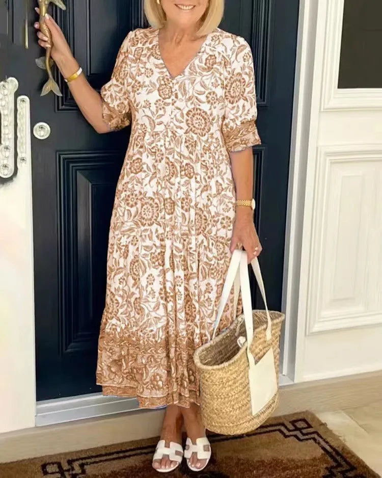 Cynthia | Elegant Floral Midi Spring & Summer Dress