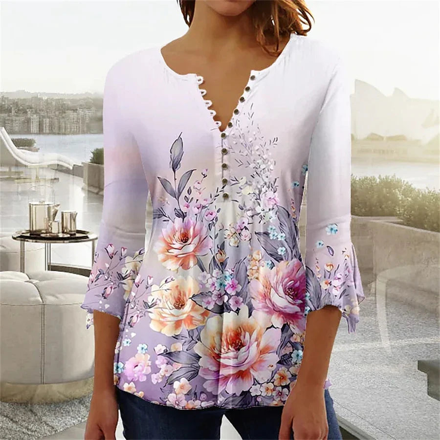 Rosabelle - Loose Elegant Shirt with Flowers