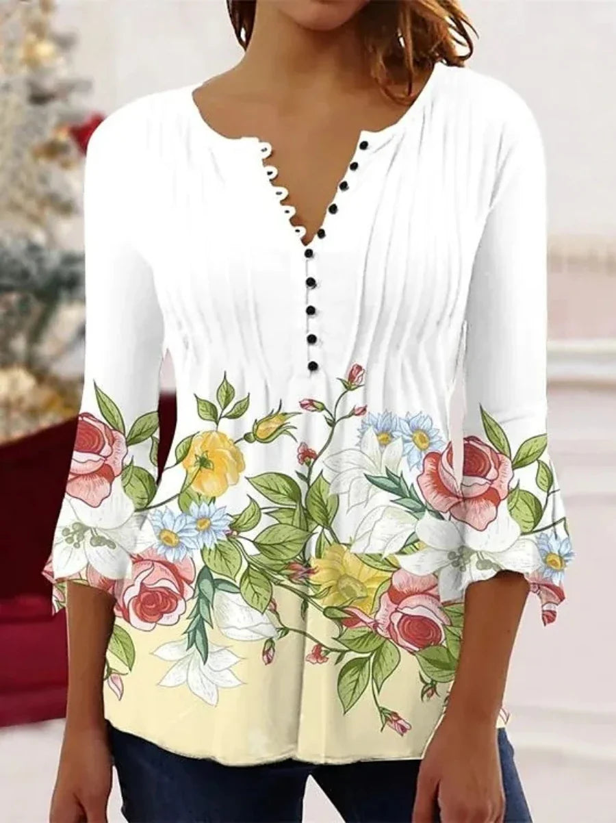 Rosabelle - Loose Elegant Shirt with Flowers