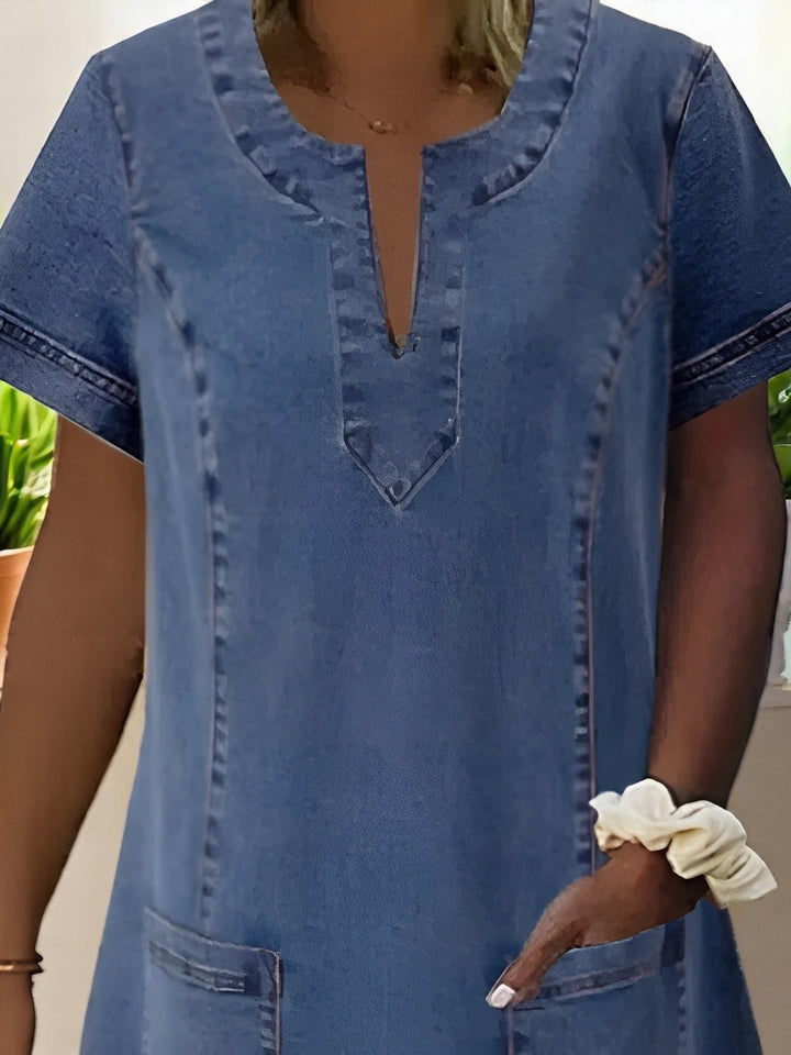 Ivory - Casual Denim-Style Dress