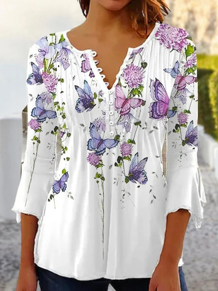 Rosabelle - Loose Elegant Shirt with Flowers