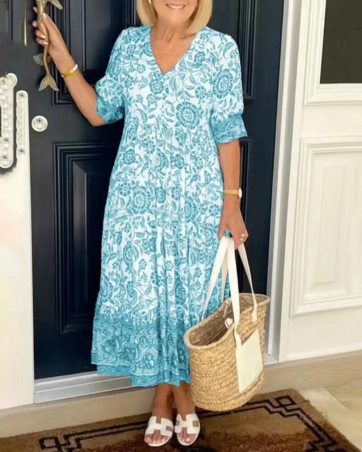 Cynthia | Elegant Floral Midi Spring & Summer Dress