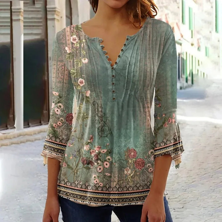 Rosabelle - Loose Elegant Shirt with Flowers