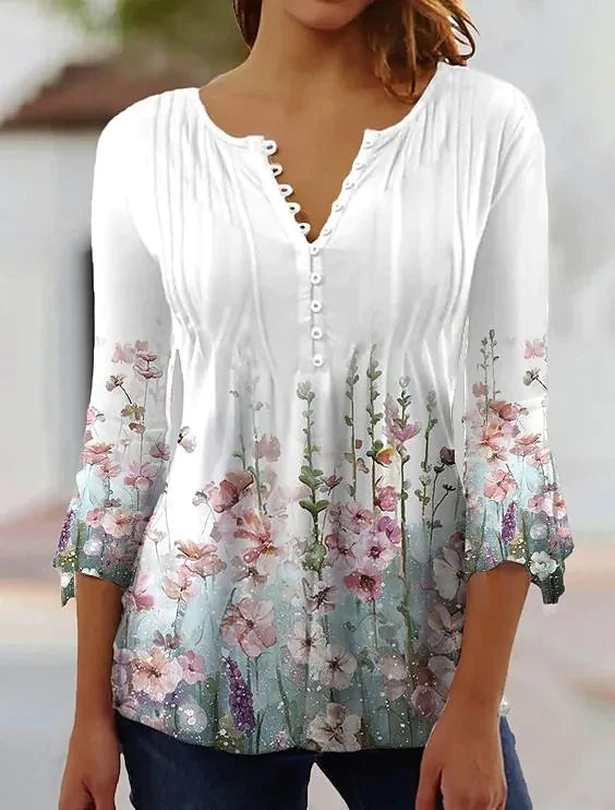 Rosabelle - Loose Elegant Shirt with Flowers