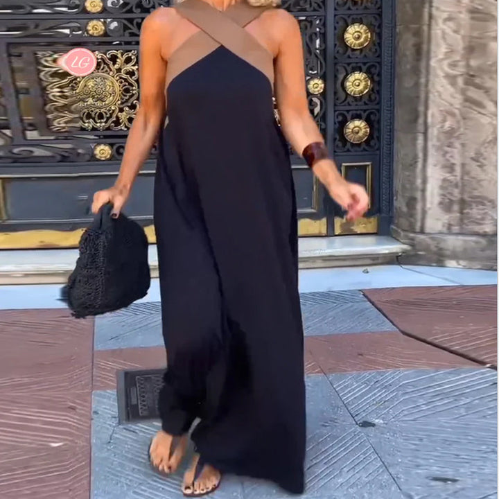 SIENNA | Elegant Dress with Backless Design and Trendy Crossed Collar