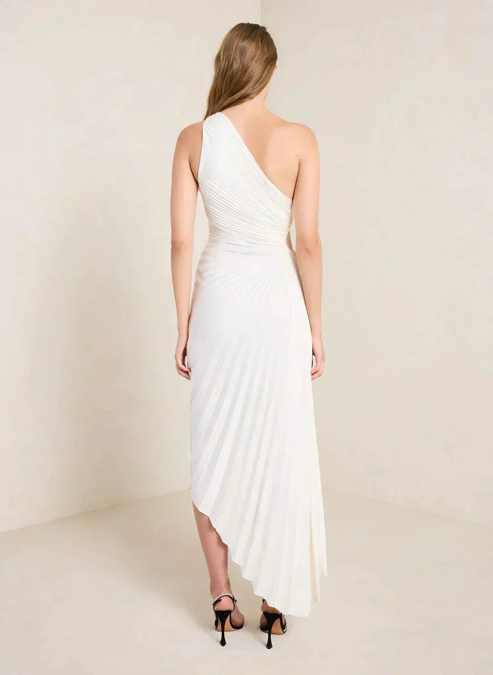 Billy Joan | One-Shoulder Pleated Midi Dress
