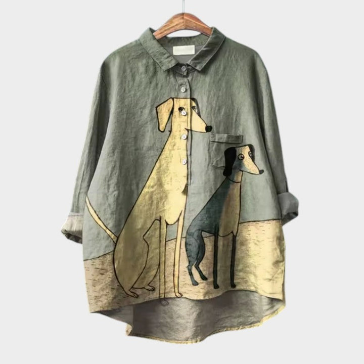 BIANCA | Oversized Shirt with Dog Design and Everyday Comfort for a Carefree Look