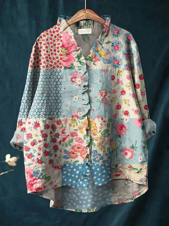 Cherylynn | Floral Cotton-Linen Shirt