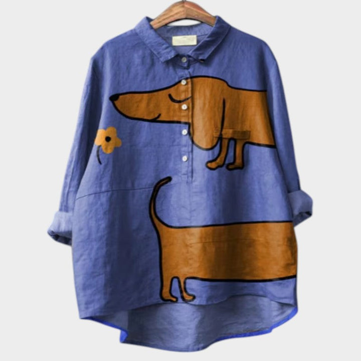 BIANCA | Oversized Shirt with Dog Design and Everyday Comfort for a Carefree Look