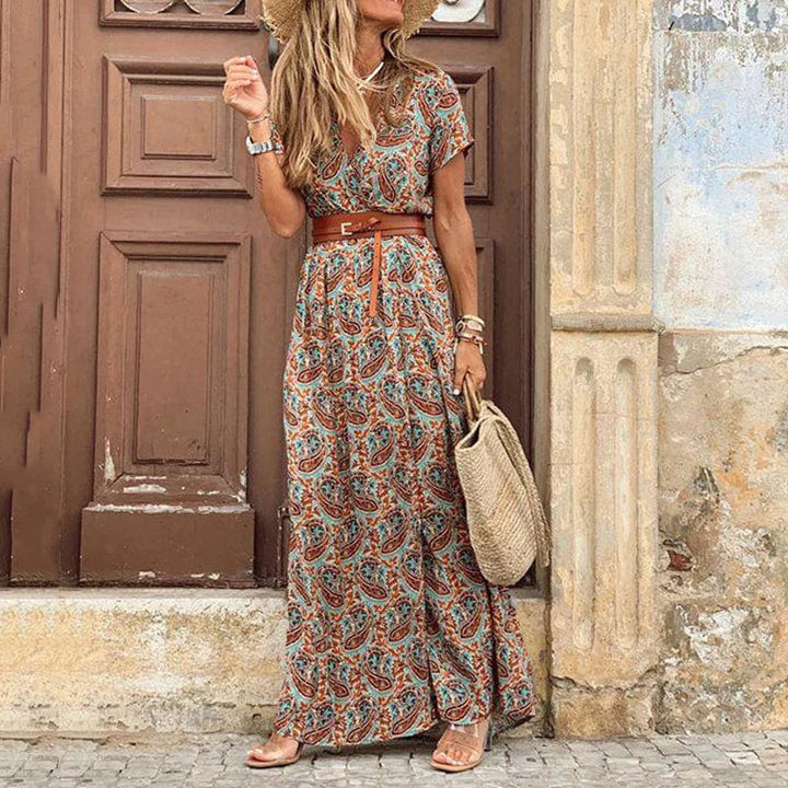 Laura | Maxi Ibiza Dress in Hippie Style + FREE Belt
