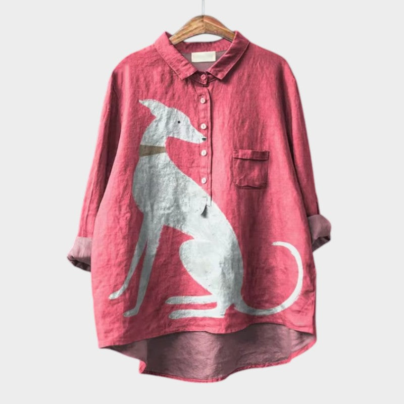 BIANCA | Oversized Shirt with Dog Design and Everyday Comfort for a Carefree Look
