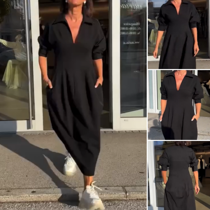 Elisa™ | Comfortable midi dress with V-neckline