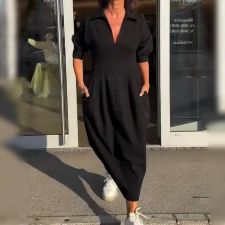 Elisa™ | Comfortable midi dress with V-neckline