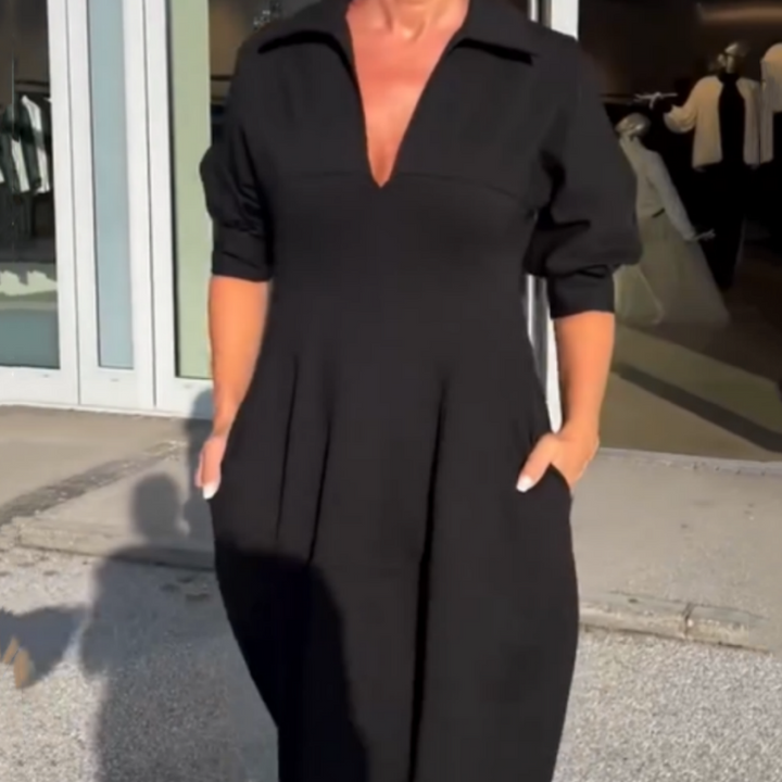Elisa™ | Comfortable midi dress with V-neckline