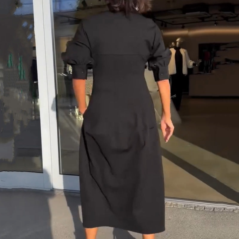 Elisa™ | Comfortable midi dress with V-neckline