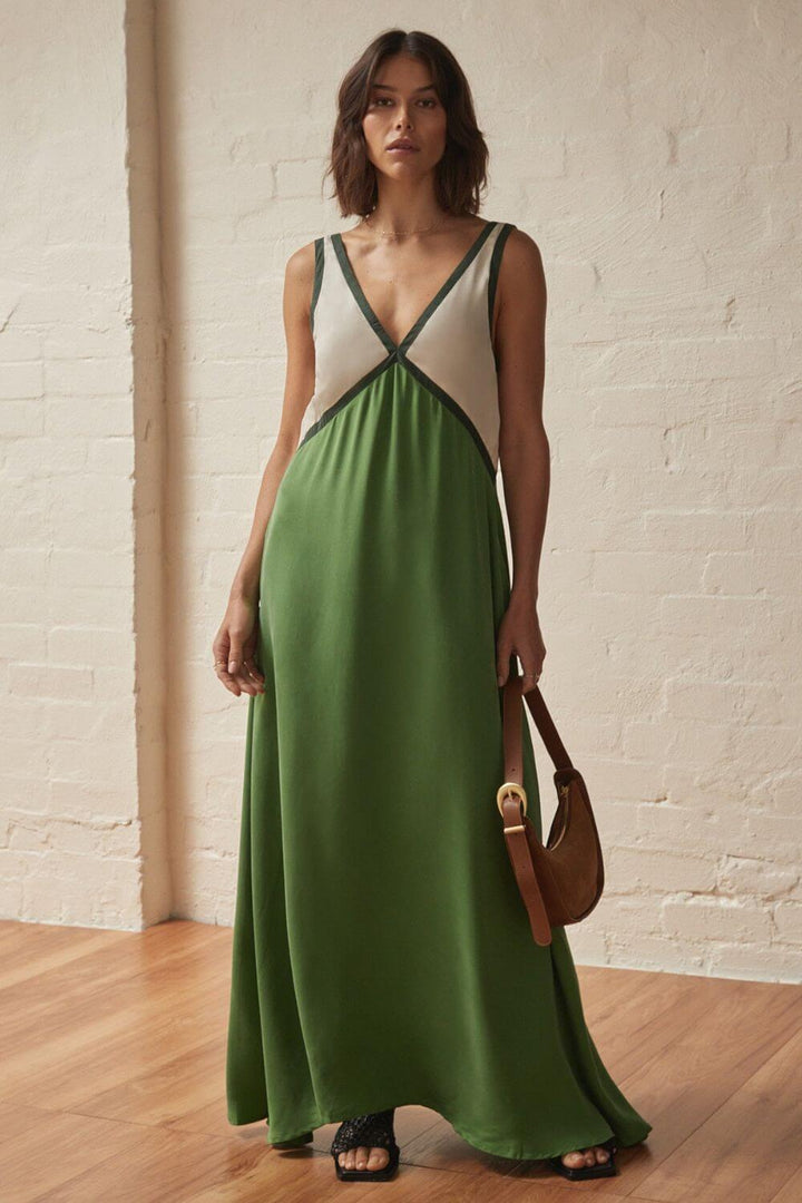 Agate | Midi Dress with V-Neck Suede Effect