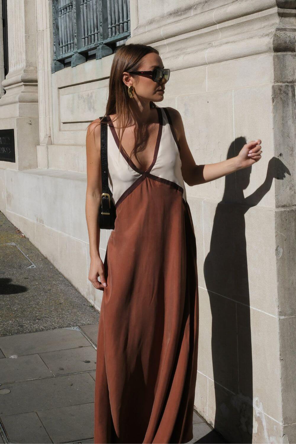 Agate | Midi Dress with V-Neck Suede Effect