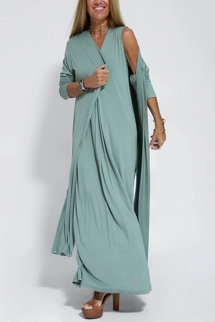 ELISE | Elegant Long Dress with Free Cardigan